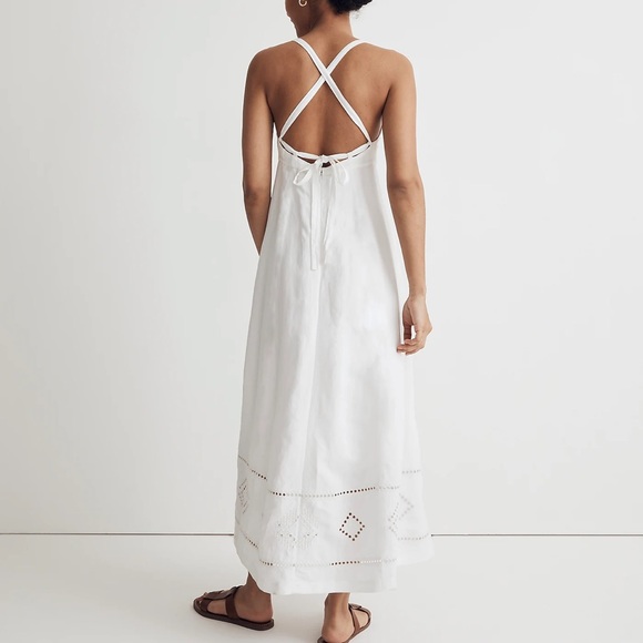 NWOT Madewell Embroidered Eyelet Tie-Back Cami Midi Dress Size 12 - Picture 3 of 9